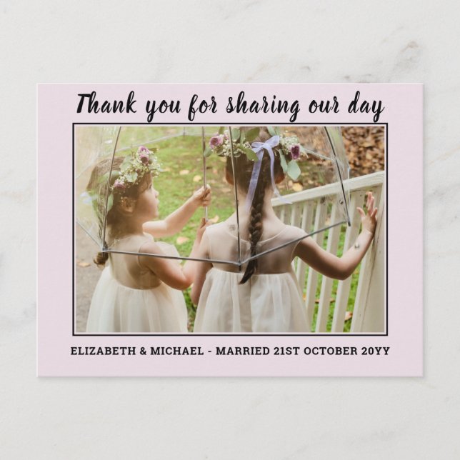 Wedding Thank you Cards With Photo Virtual Digital (Front)