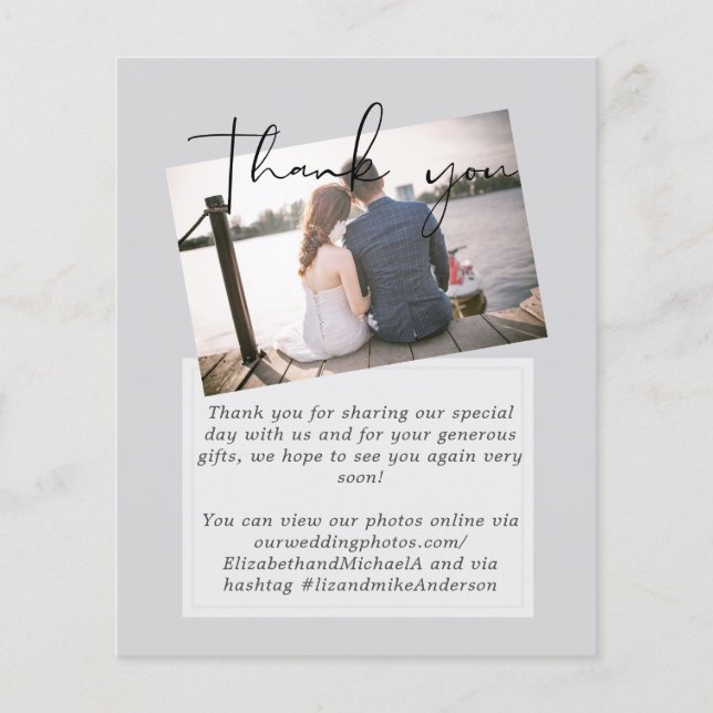 Wedding Thank You Cards With Photo Virtual Digital (Front)