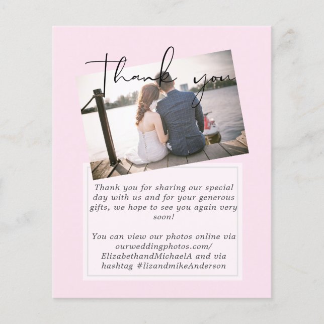 Wedding Thank You Cards With Photo Virtual Digital (Front)