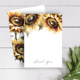 Wedding Thank You Cards Yellow Sunflowers