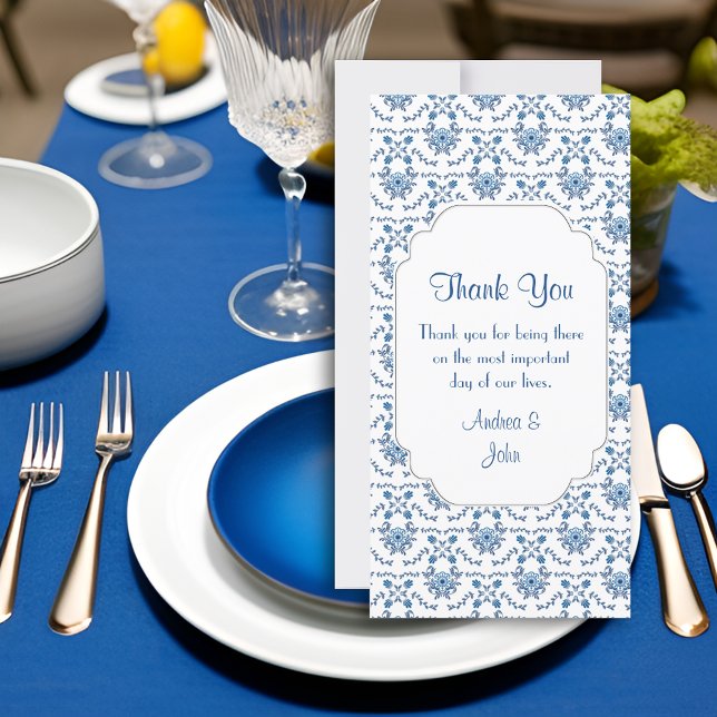 Wedding Thank You Chinoiserie Delft Blue Pattern Card (Creator Uploaded)
