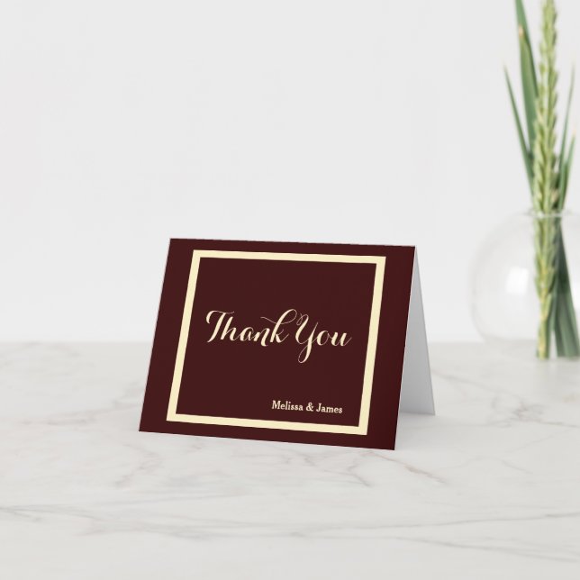 Wedding Thank You, Chocolate & Cream, Personalised Thank You Card (Front)