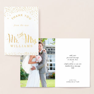 WEDDING THANK YOU couple mr & mrs modern script Foil Card