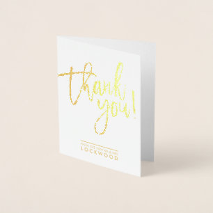 WEDDING THANK YOU couple photo hand lettered type Foil Card