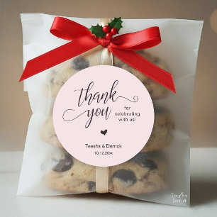 Wedding Thank You Cute Heart Cream Gold Gifts Classic Round Sticker