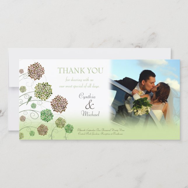 Wedding Thank You Dahlia Garden Photo Card (Front)