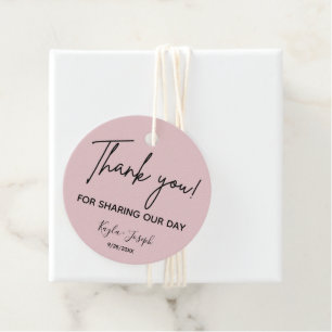 Wedding Thank You Dusty Rose Favour Tags