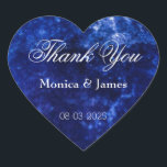 Wedding Thank You Elegant Blue White Heart Sticker<br><div class="desc">Wedding Thank You Elegant Typography Blue with White Sticker Heart Shape,  you can change all text</div>
