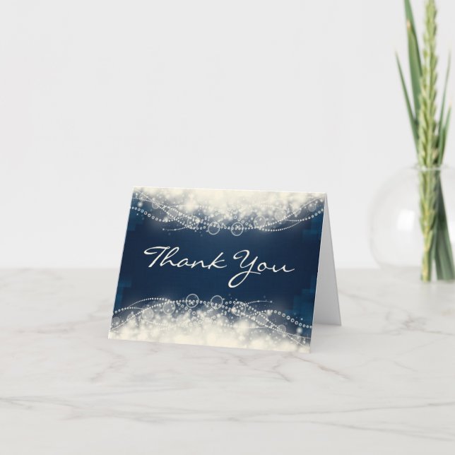 Wedding Thank You Elegant Lace and Pearls Card (Front)