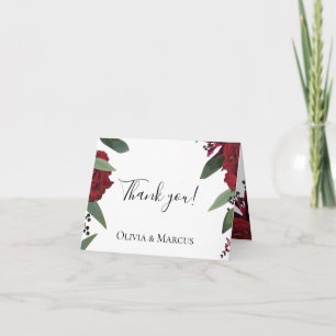 Wedding Thank You    Elegant Rich Burgundy Marsala