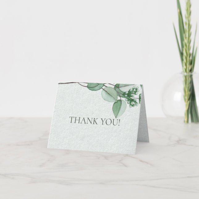 Wedding Thank You  | Elegant Watercolor Eucalyptus Card (Front)