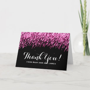 Wedding "Thank you" Falling Stars Pink Thank You Card