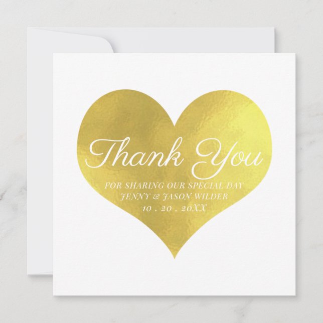 Wedding Thank You Faux Gold Foil (Front)
