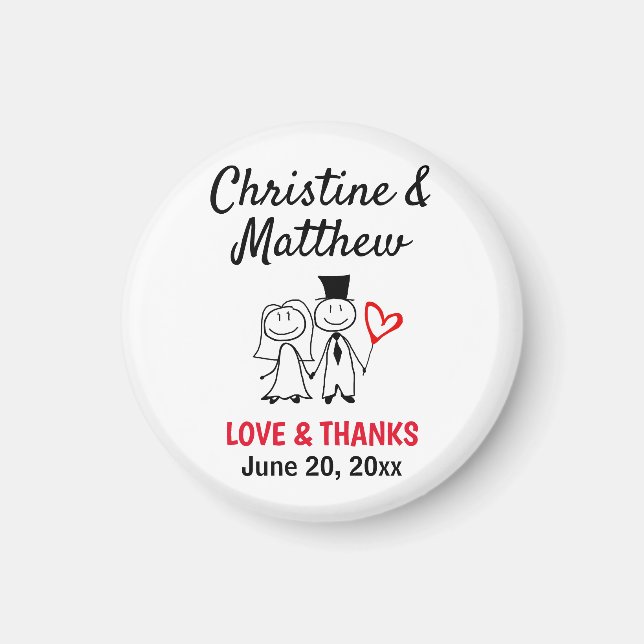 Wedding Thank You Favour Cute Couple Magnet (Front)