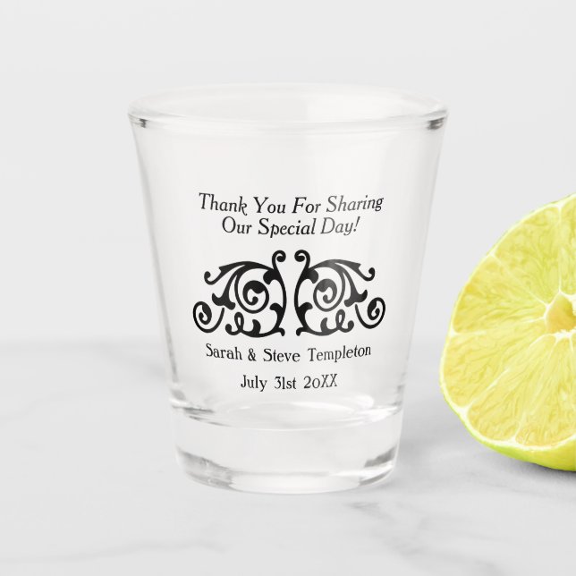 Wedding Thank You Favour Names and Date Shot Glass (Front)