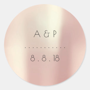 Wedding Thank You Favour Rose Gold Pink Silk Classic Round Sticker