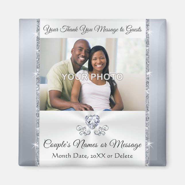 Wedding Thank You Favours, PHOTO, Personalised Magnet (Front)