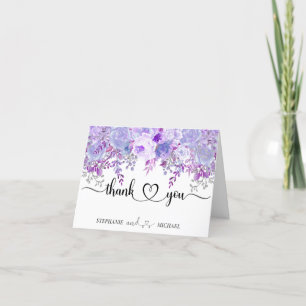 Wedding Thank you Floral Purple Lavender  Card