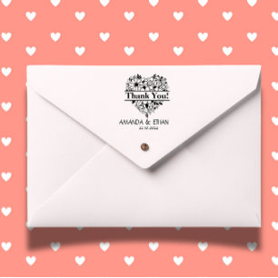 Wedding Thank you  Flowers Heart Theme Self-inking Stamp