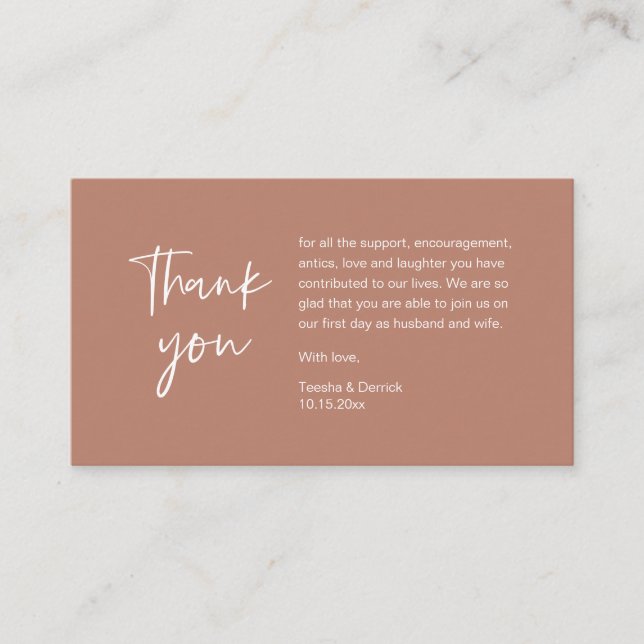 Wedding Thank you for attending, modern minimalist Enclosure Card (Front)