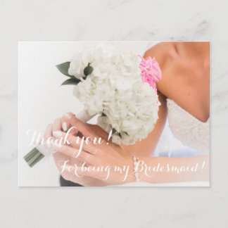 Wedding Thank You For Being My Bridesmaid Card