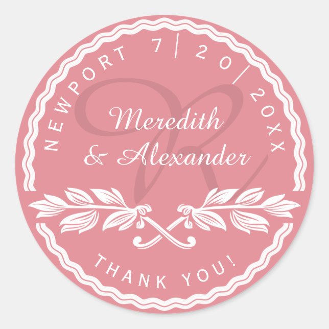 Wedding Thank You from Bride and Groom Classic Round Sticker (Front)