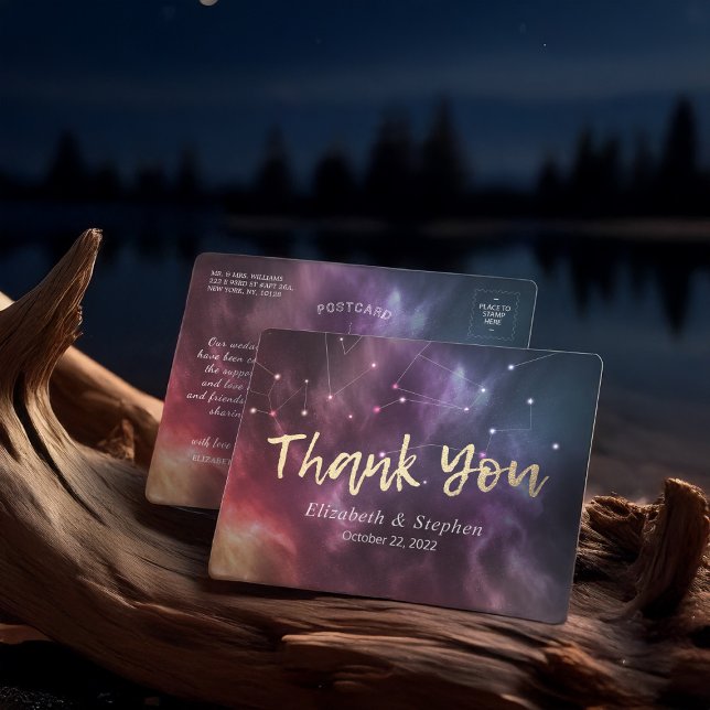 Wedding Thank You Galaxy Star Nebula Constellation Postcard (Creator Uploaded)