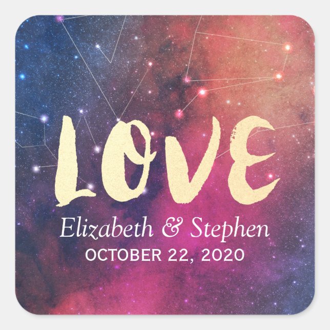 Wedding Thank You Galaxy Star Nebula Constellation Square Sticker (Front)