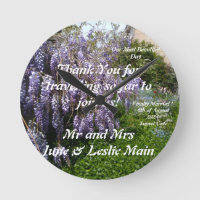 Wedding Thank You Gift  Wisteria Round Clock