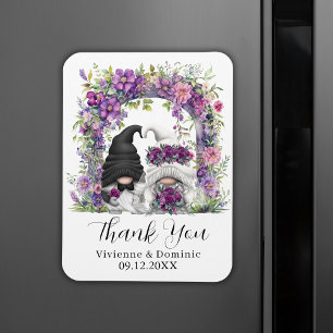 Wedding Thank You Gnome Purple Floral Magnet