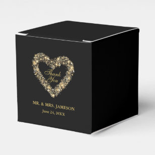 Wedding Thank You Gold Heart Wedding Favor Box