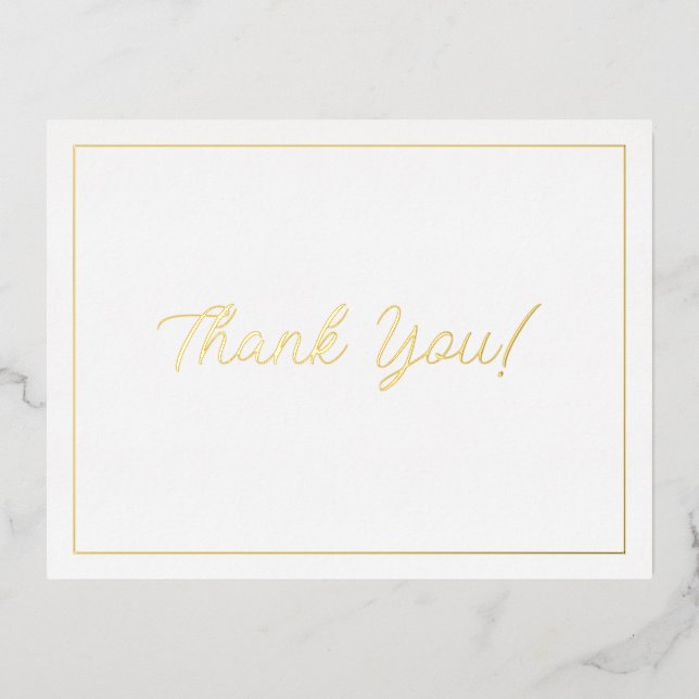 Wedding Thank You, Gold, Message Foil Holiday Postcard (Front)