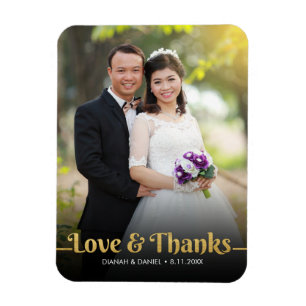 Wedding Thank You Golden Love And Thanks Photo Magnet
