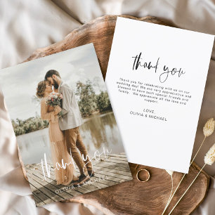 Wedding Thank You Handwritten Photo Minimalist Card