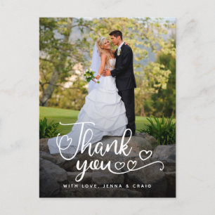Wedding Thank You Handwritten Script Over Photo Postcard