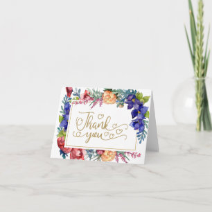 Wedding Thank You   Happiness Watercolor Floral Card