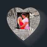 Wedding Thank You Heart Add Photo Stylish Silver Paperweight<br><div class="desc">Stylish Faux Silver Thank You Typography on Elegant Faux Silver Grey Foil Background Heart Shape Paperweight,  Add Name and Date or Your Text and Upload Your Image,  Unique Personalised Wedding Thank You for Parents,  Bridesmaid,  Groomsmen,  Loved Ones,  Family and Friends Photography © Storytree Studios,  Stanford,  CA</div>