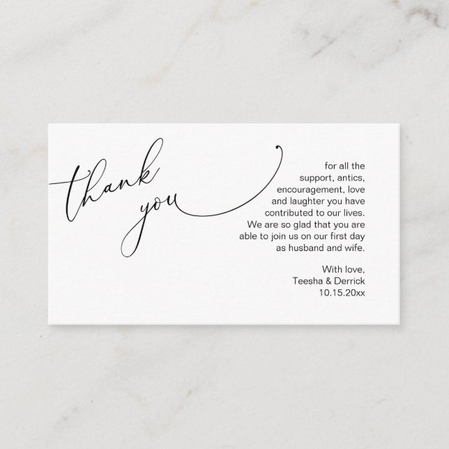 Wedding Thank you, in Modern romantic theme Enclos Enclosure Card (Front)