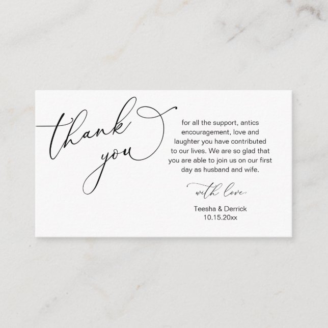 Wedding Thank you, in Modern romantic theme Enclos Enclosure Card (Front)