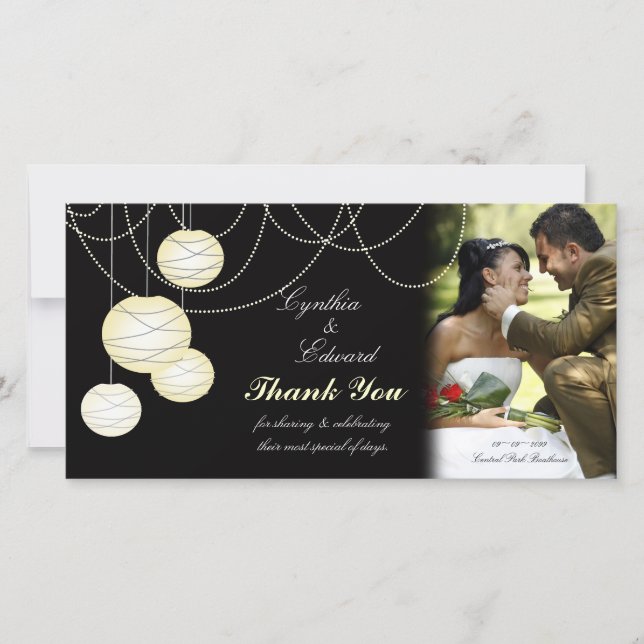 Wedding Thank You Ivory Round Lanterns Photo Card (Front)