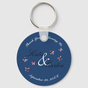 Wedding Thank You Keepsake Pink Butterflies Key Ring