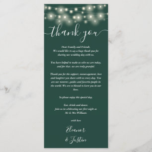 Wedding Thank You Lights Emerald Green Place Card