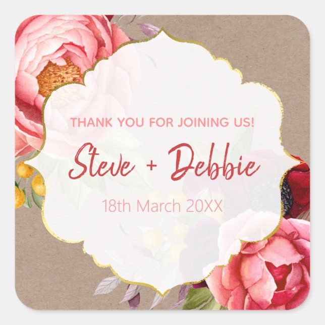 Wedding Thank You Lip Balm Square Sticker (Front)