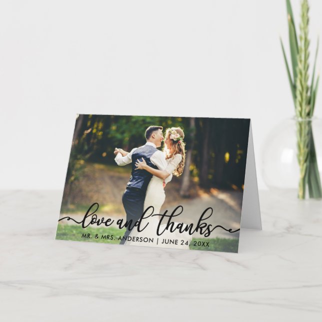 Wedding Thank You | Love and Thanks Photo Fold Card (Front)