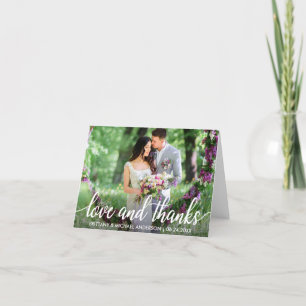 Wedding Thank You Love and Thanks Photo Note Card