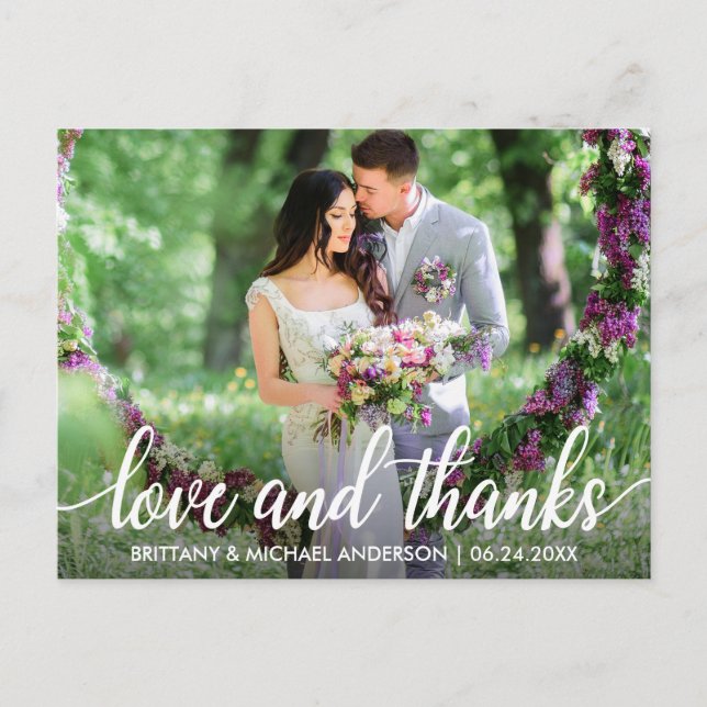 Wedding Thank You Love and Thanks Photo Postcard (Front)