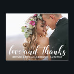 Wedding Thank You | Love and Thanks Photo Postcard<br><div class="desc">Love and Thanks Modern Wedding Thank You Photo Postcard</div>