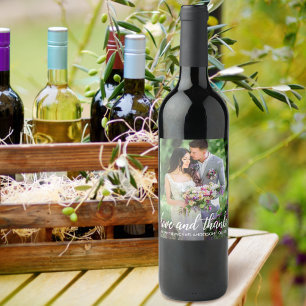 Wedding Thank You Love and Thanks Photo Wine Label