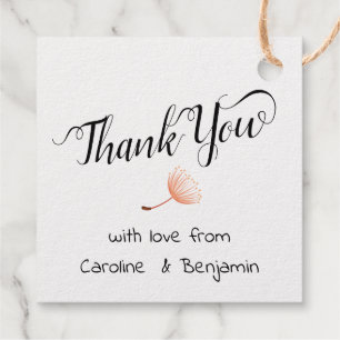 Wedding Thank you Love Heart Whimsical Flower Favour Tags