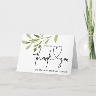 Wedding Thank You Maid of Honour from Bride Card